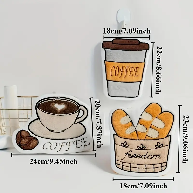 Coffee Pattern Hand Cloth Towel Soft Absorbent Hanging Hand Towel 5